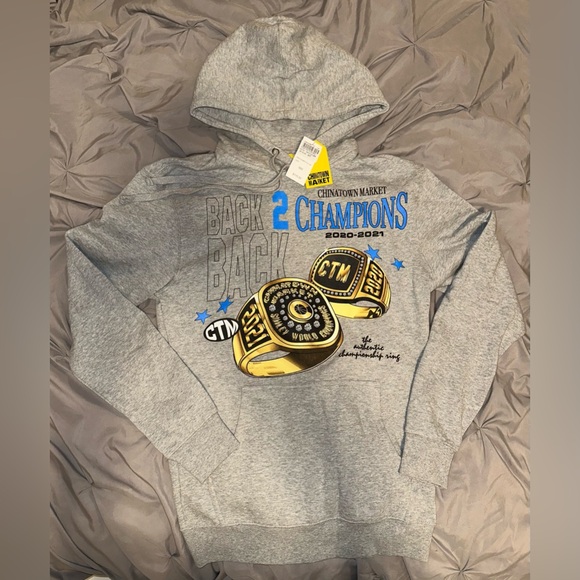 CHINATOWN MARKET Back 2 Back Hoodie - NWT (Heathered Grey—S) - Picture 3 of 4